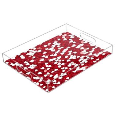 Imagem de STAYTOP Bandeja de servir de acrílico para o Dia dos Namorados, coração, 15,7 x 11,20 cm, bandejas decorativas à prova de derramamento, organizador de bancada para café da manhã, chá, comida