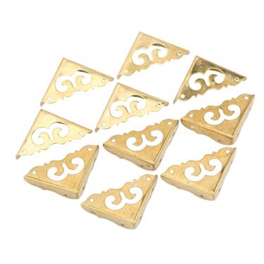 Imagem de Zerodis Conjunto de Protetor de Canto de Bronze de 10 Peças, Protetores de Metal Decorativos para Móveis, Tampas de Segurança de Mesa de Armário de Ouro Amortecedor de Borda de Móveis