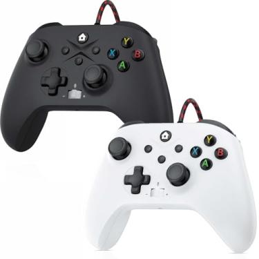 Imagem de Gamrombo Pacote com 2 controles com fio compatíveis com Xbox Series X/S/Xbox One/Xbox One S/One X, PC com função turbo/macro/conector de fone de ouvido de 3,5 mm. É necessário atualizar o software