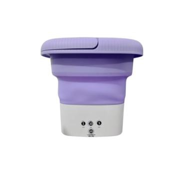Imagem de Mini Máquina de Lavar Roupas Dobrável com Alça, 8 Litros, Bivolt 110V/220V, Portátil, Polipropileno e Silicone, 12W, com Timer e Centrífuga