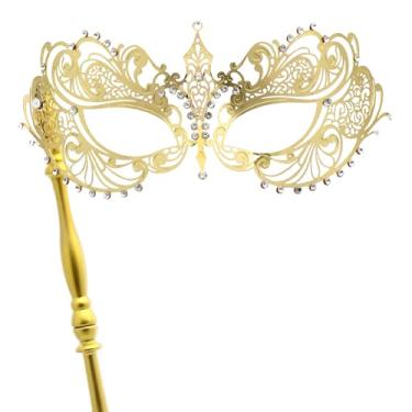 Imagem de Coddsmz Máscara veneziana de baile de máscaras com bastão, decorações de carnaval para fantasia feminina de Halloween