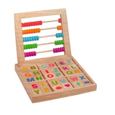 Imagem de Ábaco Educativo de Madeira com Blocos de Letras – Brinquedo Infantil de Contagem, Coordenação Motora para Primeiros Passos na Leitura (Letras)