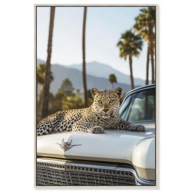 Imagem de Art Remedy Tela de arte de tigre moderno, 25,4 cm x 38,1 cm, moldura prateada, carro frio branco