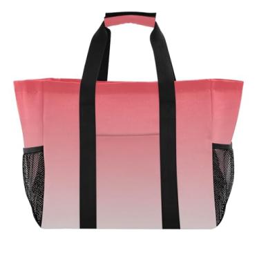 Imagem de Joisal Sacolas reutilizáveis de compras para mantimentos bolsa de pano Alizarin Crimson Gainsboro gradiente bolsas de praia para mulheres bolsas utilitárias extra grande bolsa de natação barco bolsa
