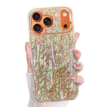 Imagem de Bonoma Capa para iPhone 17 Pro Max 2025 com glitter brilhante nas costas, suporte magnético para MagSafe à prova de choque, cristal e proteção de alta qualidade para meninas e mulheres - mármore com