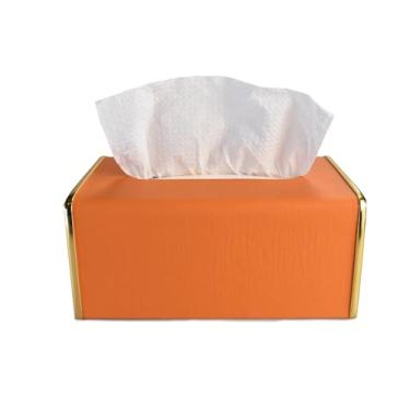 Imagem de Capa retangular para caixa de lenços de couro PU, suporte de lenços decorativo retangular, suporte de lenços de papel para casa, escritório, carro, com fundo magnético, organizador de lenços faciais