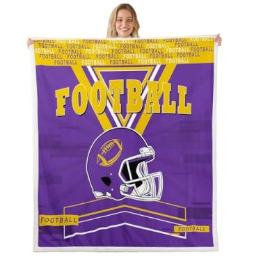 Imagem de Erosebridal Cobertor de futebol americano, cobertor de lã de rúgbi Queen 228 x 228 cm para crianças, meninos, adolescentes, cobertor de cama de capacete de futebol para meninos adolescentes, cobertor