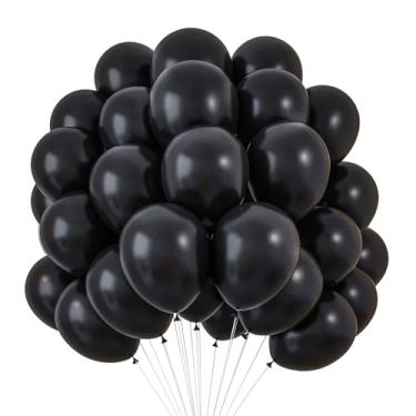 Imagem de RUBFAC 120 balões pretos de látex de 30,5 cm, balões pretos foscos para aniversário, chá de bebê, formatura, aniversário, festa de casamento, decoração de arco de guirlanda