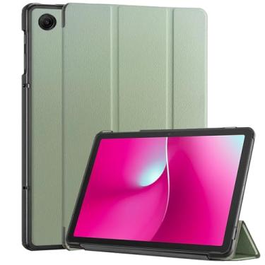 Imagem de Caweet Capa para T-Mobile Revvl Tab 2 10,1 polegadas lançado em 2025, capa traseira rígida leve com suporte triplo com fecho magnético, verde
