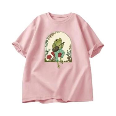 Imagem de Camiseta Feminina De Verão Em Algodão Com Estampa De Sapo Banjo E Cogu