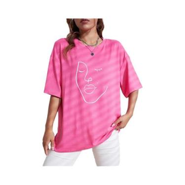 Imagem de Camisetas Femininas De Algodão Macio Com Manga Curta, Estampa Simples 