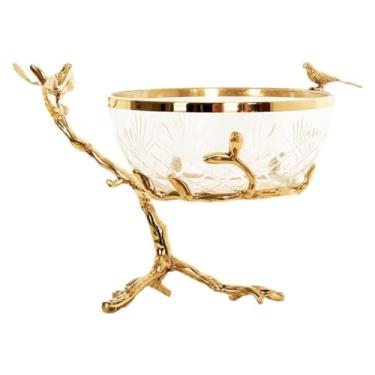 Imagem de fruteira cesta Prato de frutas de vidro de bronze sala de estar decoração de mesa de cozinha prato de frutas lanche tigela decoração cesta de frutas bancada