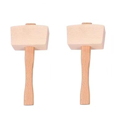 Imagem de Conjunto de 2 unidades de martelo de gelo de madeira, triturador de gelo manual, kit de ferramentas para barman, martelo de madeira, martelo de escultura em couro, entalhe em madeira