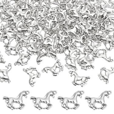 Imagem de PH PandaHall Pingentes de cavalo correndo, 100 peças, pingentes de liga tibetana, pingentes de liga de cavalaria, contas de animais, berloques para pulseira DIY, colar, joias, artesanato, Liga de aço