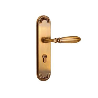 Imagem de Fechadura de porta interna, quarto, amarelo, bronze, fechadura, fechadura magnética, alça sólida, liga de zinco europeia, fechadura de porta de madeira (latão)