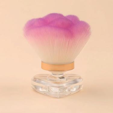 Imagem de Escova de pó de unha com cabeça e alça de coração em forma de rosa, espanador de unhas macio e fofo para unhas de acrílico, removedor de pó e ferramenta de limpeza de manicure