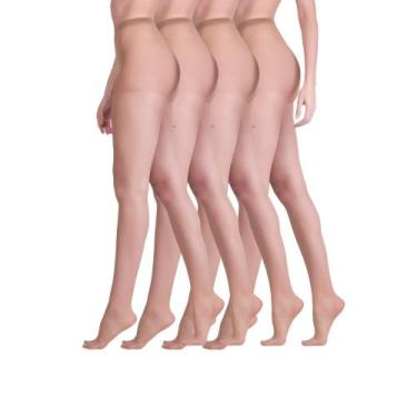 Imagem de Kit 4 Meias-Calças Fina Clássica Loba Lupo 05760-001 Fio 15, Natural, 