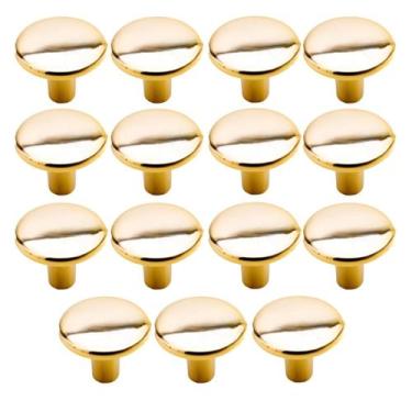 Imagem de Kit 15 Puxador Ponto Girare Dourado Escovado 22mm Para Gavetas De Móve