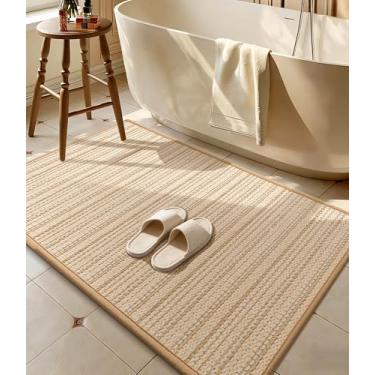 Imagem de YIHOUSE Tapetes de banho antiderrapantes para banheiro 61 x 91 cm, tapetes absorventes de secagem rápida, lavatória, cozinha, (bege, 61 cm x 91 cm)