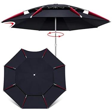 Imagem de Guarda-chuva De Praia Portátil 6,5/7 Pés Resistente Ao Vento À Prova De Vento Poste De Alumínio UV 50+ Proteção Revestimento De PU Com Âncora De Areia Para Pátio De Praia Jardim Ao Ar Livre,Preto,