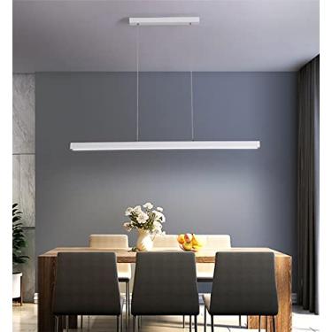 Imagem de Luminária pendente LED com intensidade regulável para mesa de jantar/ilha de cozinha, com controle remoto, altura ajustável, design linear criativo, ideal para sala de estar, cozinha, ilha o