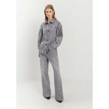Imagem de Jaqueta Jeans Com Gola e Botões Denim Gray-Feminino