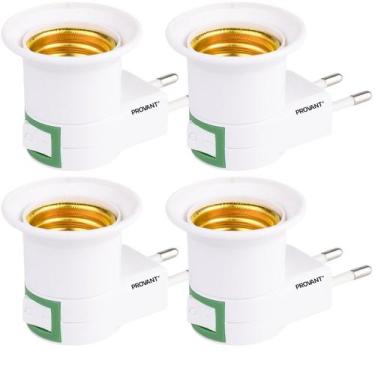 Imagem de Kit 4 Bocal Para Lampada Tomada Soquete E27 com Botão Liga Desliga - N