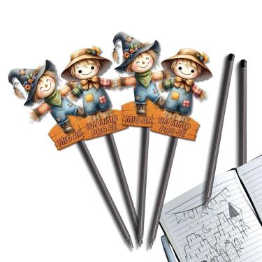 Imagem de Kit 25 Lembrancinhas Card Lápis Junino Arraia Escolar Mimo