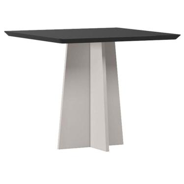 Imagem de Mesa De Jantar Anitta 90x90 Cm Com Vidro Off White Preto