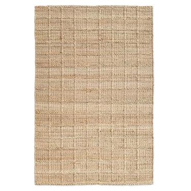 Imagem de Weaving Village Tapete de área de juta Block Grid, natural, 1,2 m x 10 cm, boho, tecido à mão, fibra natural, para sala de estar, quarto, corredor, cozinha