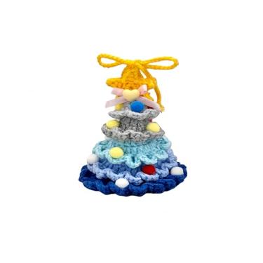 Imagem de Pingente colorido de sino de crochê tricotado à mão, lindo chaveiro de árvore de Natal, bolsa, espelho de carro, enfeite para pendurar na porta, presentes de decoração de festa festiva. (4)