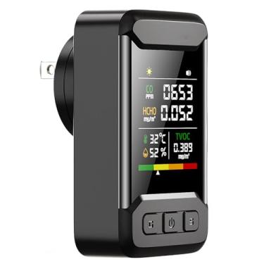 Imagem de Yunseity Testador de Qualidade do Ar 5 Em 1, Monitor de Umidade e Temperatura CO2 TVOC HCHO Com Sensores de Alta Sensibilidade e Alerta de Voz, para Uso Doméstico ou No Escritório (plugue americano)