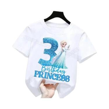 Imagem de Camiseta De Algodão Frozen Elsa Para Meninas De 1 a 9 Anos, Verão, Fes