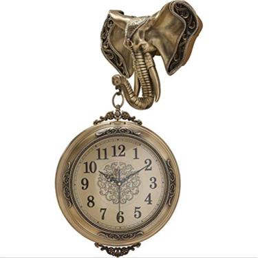 Imagem de U5GAAALPPQ9 Relógios de parede de elefante, dupla face, estilo europeu, vintage, inovador, moderno, relógio de parede de dupla face, algarismos romanos + algarismos arábicos, cobre puro