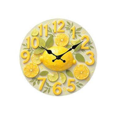 Imagem de KiBcsLic Relógio de parede em formato de frutas, ornamento artístico de parede, relógio silencioso, para sala de estar, escritório, quarto, decoração de, 20cm