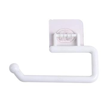 Imagem de HHHJQFAAT Prateleiras de papel de cozinha toalheiro pendurado rolo de papel higiênico rack de toalha de cozinha banheiro armário porta gancho rack rack de armazenamento (cor: branco 28,5 cm) (branco