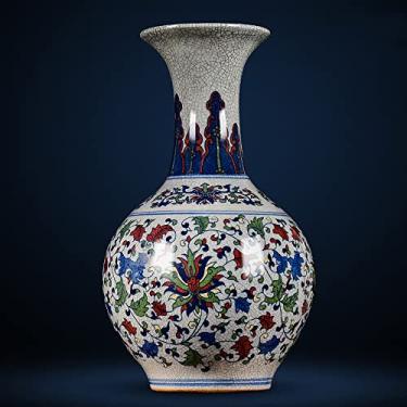 Imagem de SGeneE Chinoiserie Vasos de porcelana rachados no gelo de cerâmica pintada à mão fornos imperiais antigos vaso de porcelana azul e branco chinês base gratuita e certificado de coleção (E)
