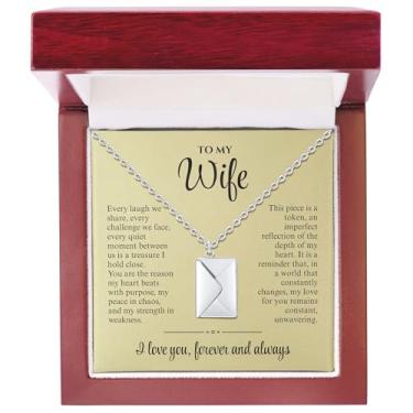 Imagem de SHINYY Colar envelope de carta de amor para mulheres, aço inoxidável, mensagem secreta, presente com medalhão gravado, pingente de joias para casais e família, Standard, Aço inoxidável, Sem Pedra