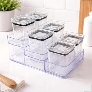 Imagem de Kit Organizador Porta Temperos Acrílico Transparente Cozinha - Paramou