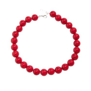Imagem de Colar esférico grande vermelho e preto simples, One Size, Acetato, Sem Pedra Preciosa