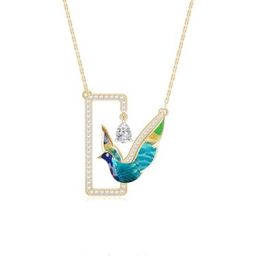 Imagem de Kicky and Perky Colar com pingente banhado a ouro esmaltado e moissanite cravejado de prata esterlina 925 para mulheres