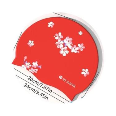 Imagem de Touca De Natação Feminina De Silicone Impermeável, Alta Elasticidade, 