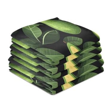 Imagem de Wassud Toalhas de cozinha padrão de abacate toalhas de prato de cozinha pacote com 6 panos de prato macios com laço para pendurar toalha de mão de secagem rápida super absorvente toalhas de chá de