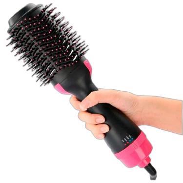 Imagem de Escova De Cabelo Alisadora Elétrica Rosa E Preto