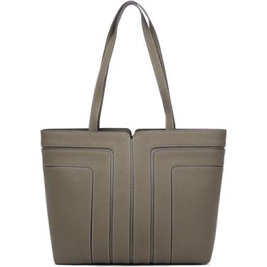 Imagem de FOXLOVER Bolsa feminina de grande capacidade para laptop, bolsa de ombro de couro, bolsas de negócios, design minimalista