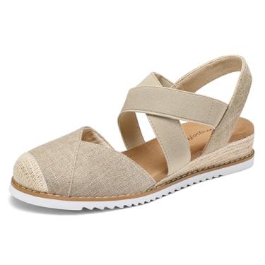 Imagem de mysoft Sandálias femininas cruzadas, linho, 7 Wide