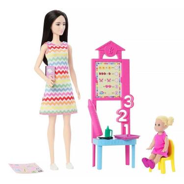 Imagem de Boneca Barbie Profissões Professora com Acessórios Morena JCR71 JCR77 - Mattel