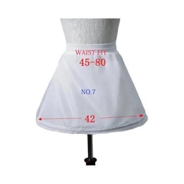 Imagem de Saia Infantil Branca A-Line Com 3 Aros E Renda Para Vestido De Dama De