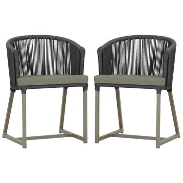 Imagem de 2 Cadeiras De Jantar Noronha Fendi Corda Náutica E8 Trama Preto