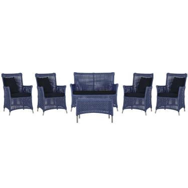 Imagem de Jogo Sofá 4 Poltronas E Mesa Igapó Fendi E12 Trama Original Azul